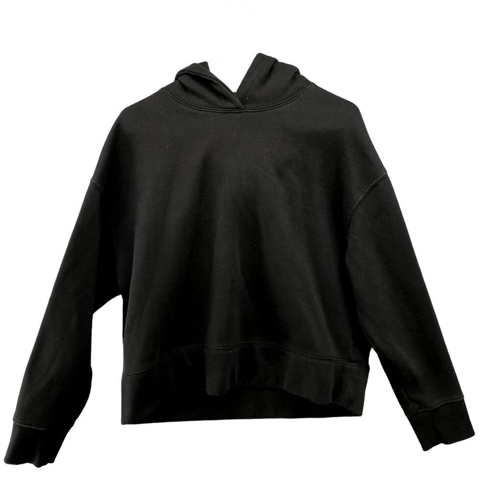 Zara Black Pullover Hoodie Womens S Relaxed Fleece Sweatshirt Solid